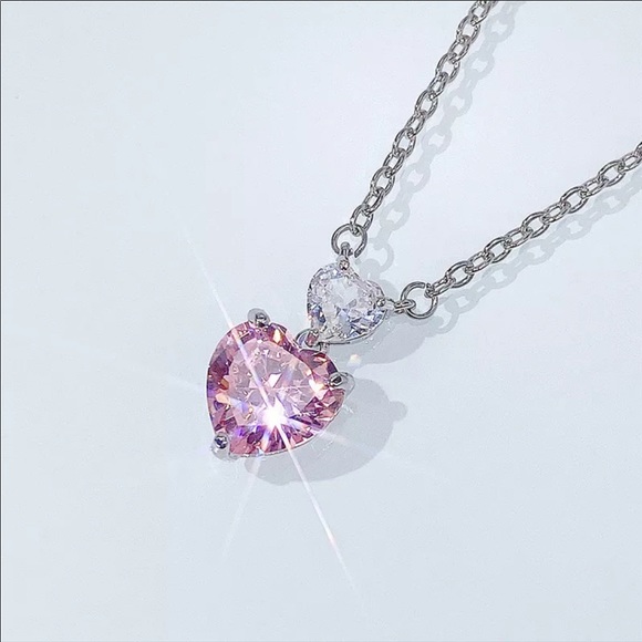 NEW 14k Beautiful Pink Heart Necklace - Picture 4 of 5